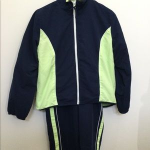 Vintage “track suit”, zipper jacket, elastic and string tie pant